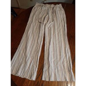 Medium Jolt Linen Belted Casual Pants Pink White Grey Black